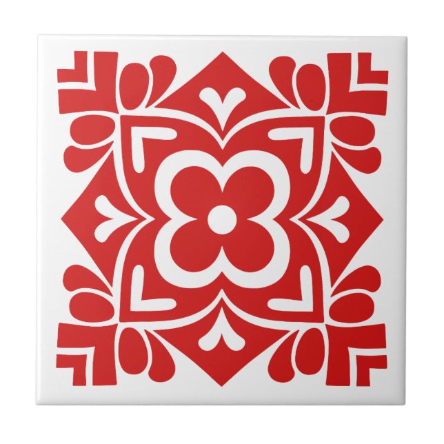 Folk Art Bloom Ceramic Tile (Front)