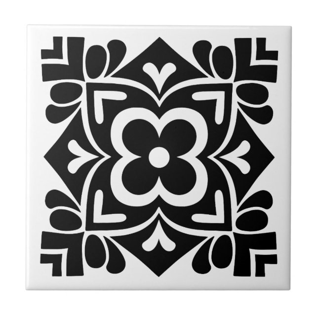 Folk Art Bloom Ceramic Tile (Front)