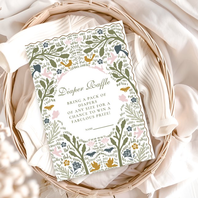 Folk Art Botanical Diapper Raffle Enclosure Card (Creator Uploaded)