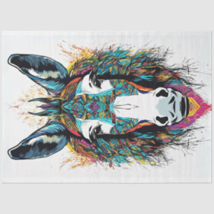 Folk Art Bright Colours Donkey Decoupage Tissue Paper