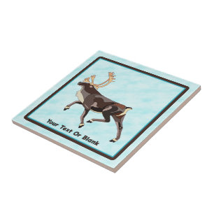 Folk Art Caribou/Reindeer Ceramic Tile