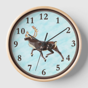 Folk Art Caribou/Reindeer Clock