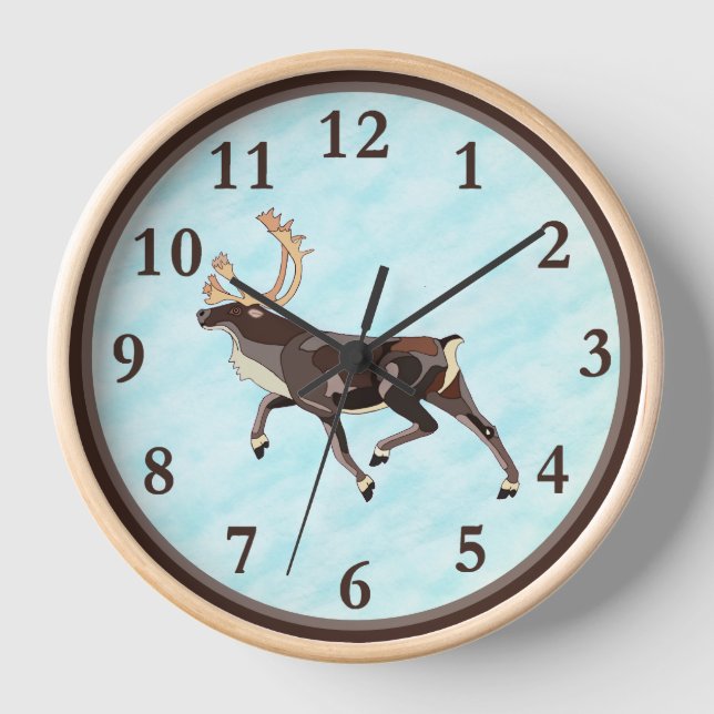 Folk Art Caribou/Reindeer Clock (Front)