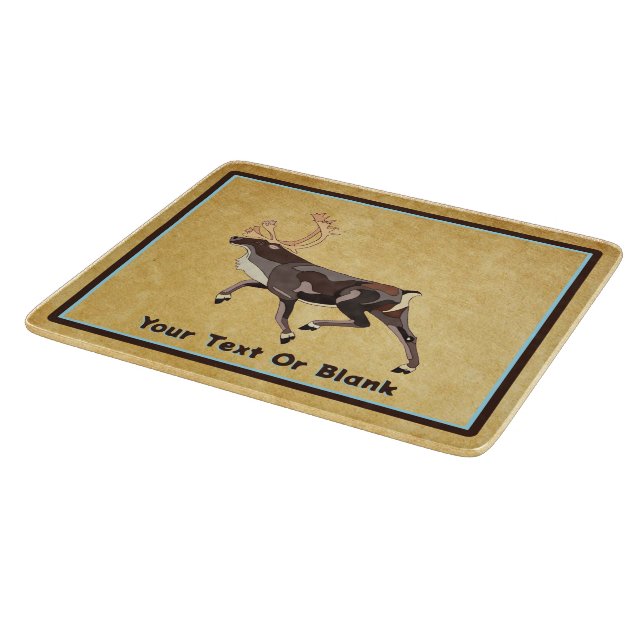 Folk Art Caribou/Reindeer Cutting Board (Corner)
