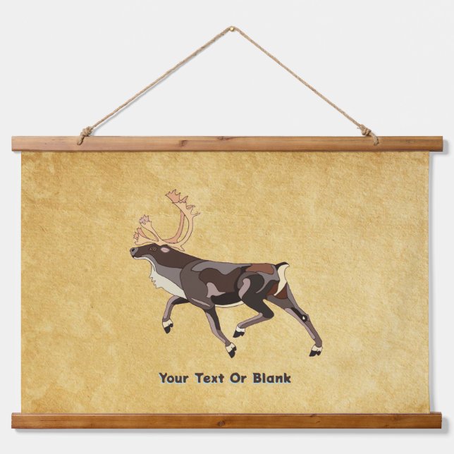 Folk Art Caribou/Reindeer Hanging Tapestry (Front)