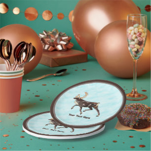 Folk Art Caribou/Reindeer Paper Plate