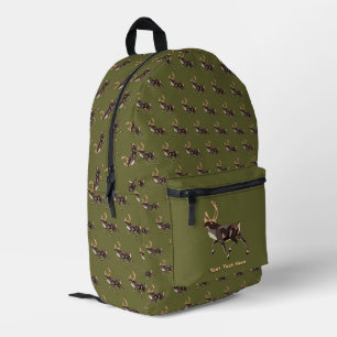 Folk Art Caribou/Reindeer Printed Backpack
