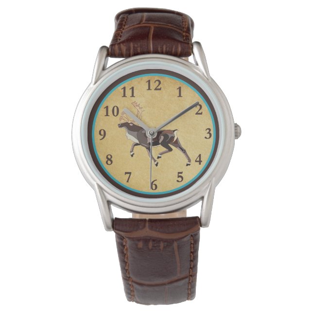 Folk Art Caribou/Reindeer Watch (Front)