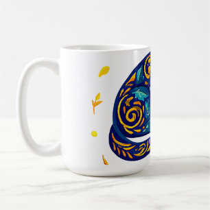 Folk Art Cat in Blue Coffee Mug