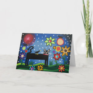FOLK ART Cat With Attitude BY LORI greeting card