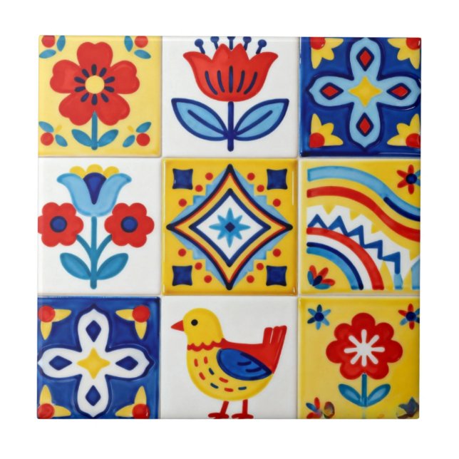 Folk Art Ceramic Tile (Front)