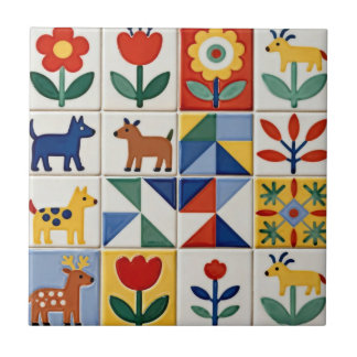 Folk Art Ceramic Tile