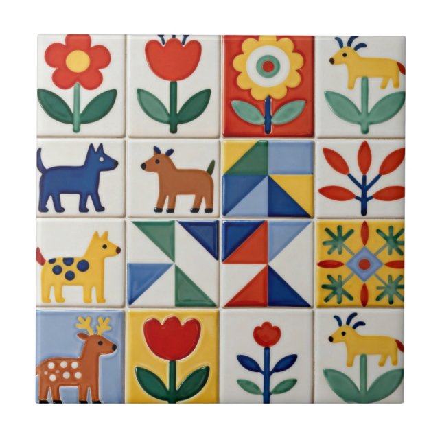 Folk Art Ceramic Tile (Front)