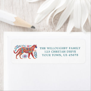 Folk Art Cheetah Return Address Label