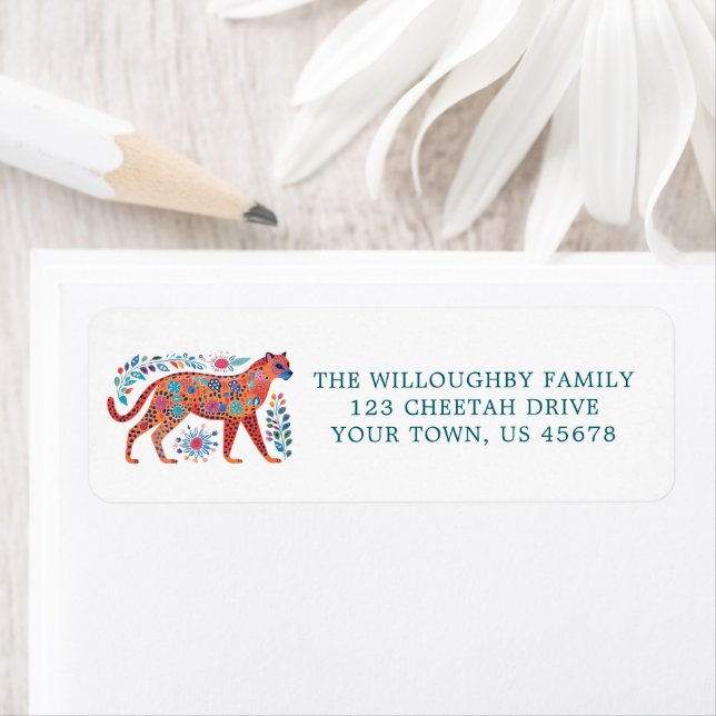 Folk Art Cheetah Return Address Label (Insitu)