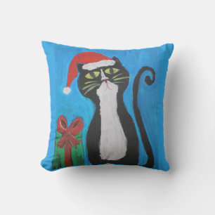 Folk Art Christmas Cat Cushion