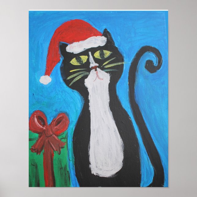 Folk Art Christmas Cat Poster (Front)