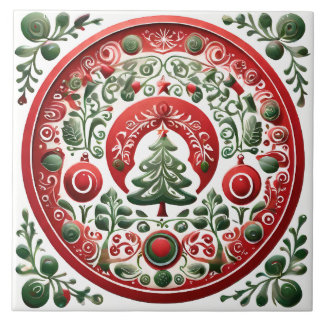 Folk Art Christmas  Ceramic Tile