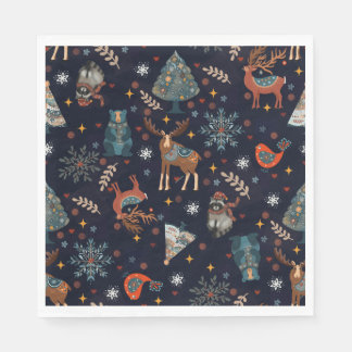 Folk Art Christmas Napkin