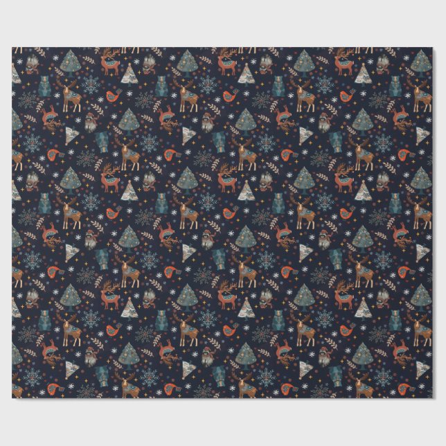 Folk Art Christmas  Wrapping Paper (Flat)