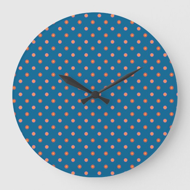 Folk Art Collection Polka Dots Round Wall Clock (Front)