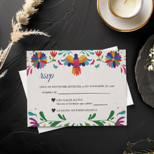 Folk Art Colorful Floral Fiesta Spanish Wedding RSVP Card