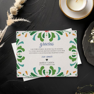Folk Art Colourful Floral Fiesta Spanish Wedding Thank You Card