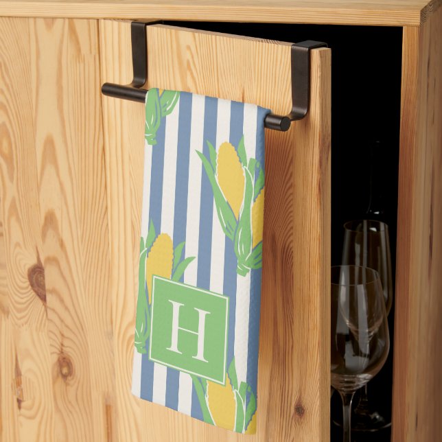 Folk Art Corn Stripe Tea Towel (Thirds Fold)
