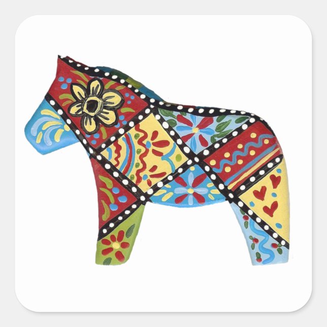 Folk Art Dala Horse Sticker (Front)