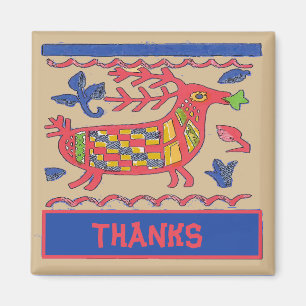 Folk Art Deer, Thanks, edit text Magnet
