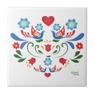 Folk-Art Design Ceramic Tile