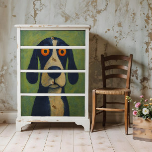 Folk Art Dog Poster for decoupage or collage paper