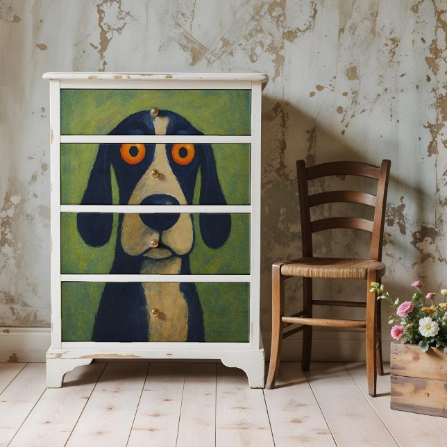 Folk Art Dog Poster for decoupage or collage paper (This is a mockup, your poster may be larger/smaller on your decoupage project.)