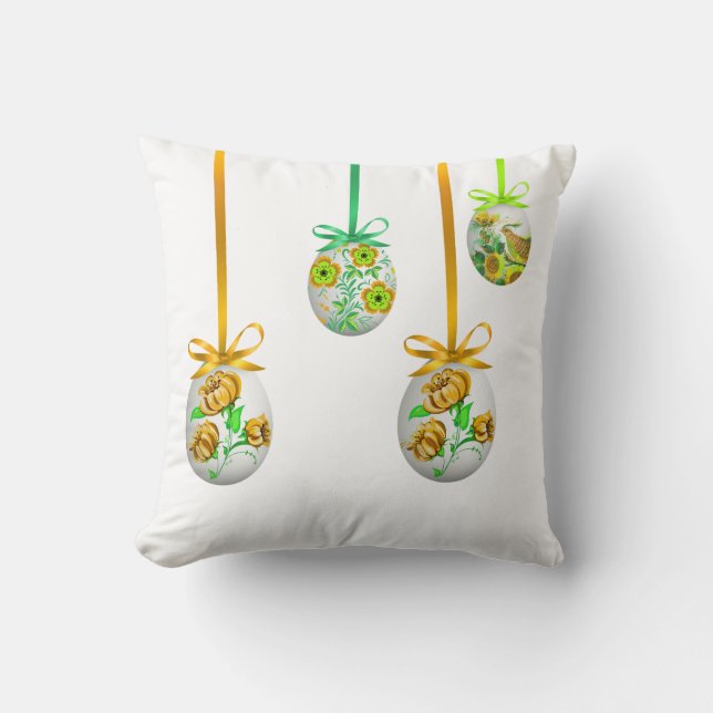 Folk Art Eggs (Ukrainian-inspired) Cushion (Front)