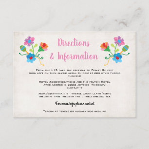 Folk Art Embroidered Mexican Fiesta Wedding info Enclosure Card