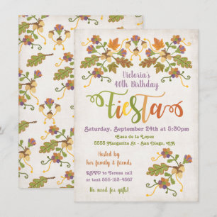 Folk Art Embroidery Mexican Fiesta Birthday Invitation
