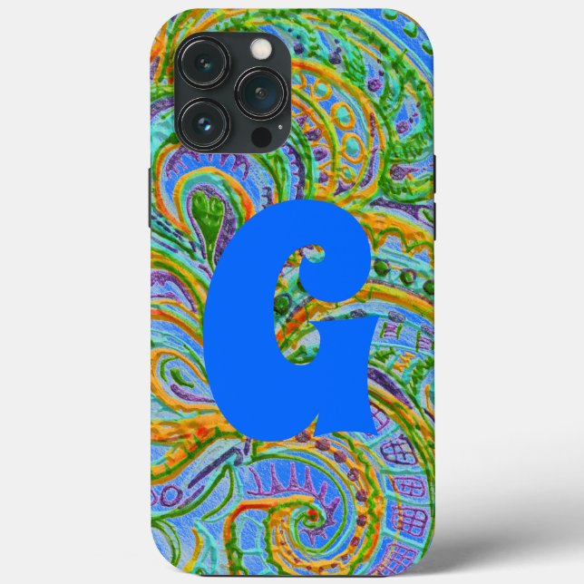Folk Art Fantasy Pattern and Monogram  Case-Mate iPhone Case (Back)