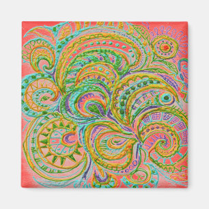 Folk Art Fantasy Pattern Magnet