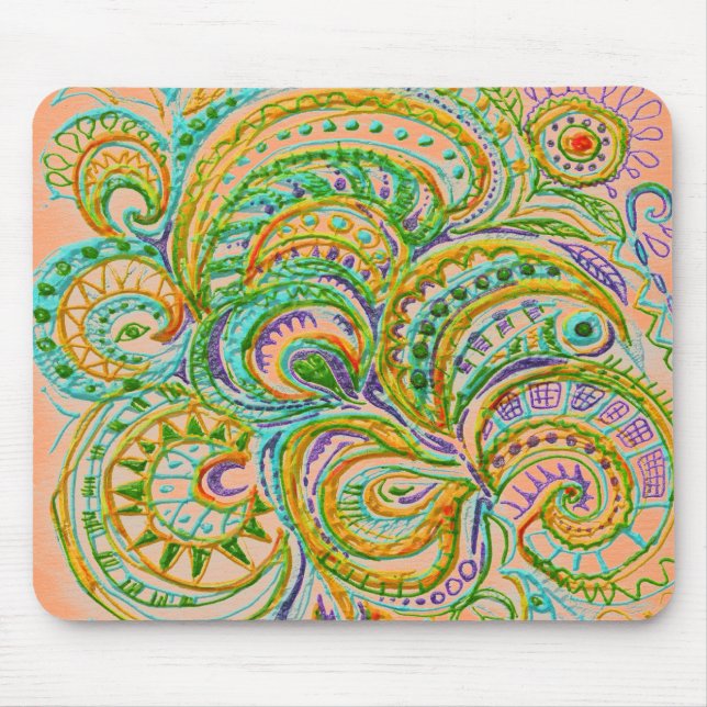 Folk Art Fantasy Pattern Mouse Pad (Front)