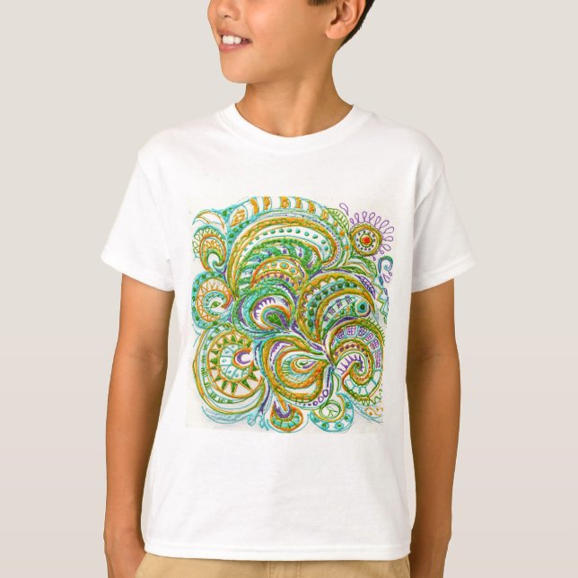 Folk Art Fantasy Pattern T-Shirt (Front)