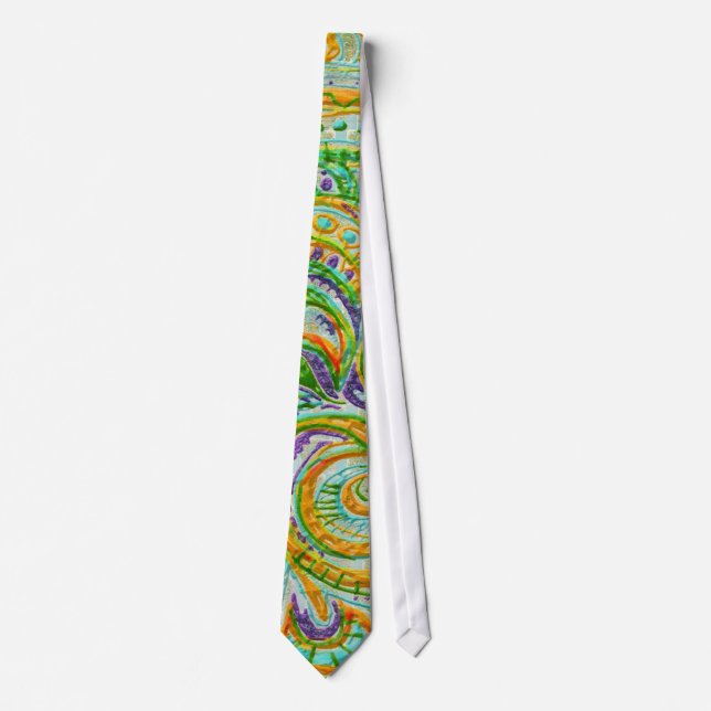 Folk Art Fantasy Pattern Tie (Front)