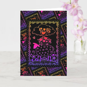 FOLK ART FARM ANIMALS SHEEP PIG ROOSTER Blank Card