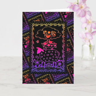 FOLK ART FARM ANIMALS SHEEP PIG ROOSTER Blank Card