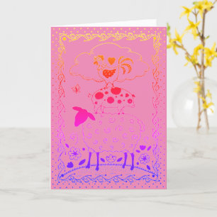 FOLK ART FARM ANIMALS SHEEP, PIG, ROOSTER Blank Card