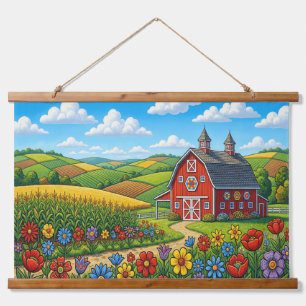  Folk Art Farm Landscape Tapestry – Barn, 
