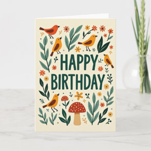 Folk Art Floral Birthday Card