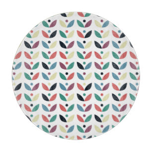 Folk Art Floral Geometric Pattern Cutting Board