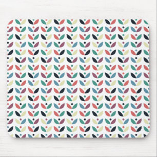 Folk Art Floral Geometric Pattern Mouse Pad