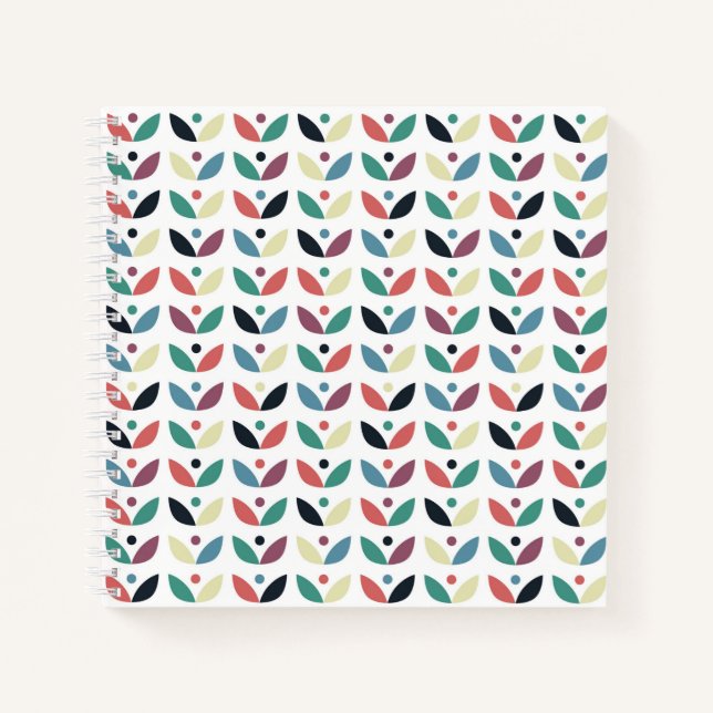 Folk Art Floral Geometric Pattern Notebook (Front)