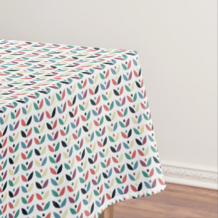Folk Art Floral Geometric Pattern Tablecloth